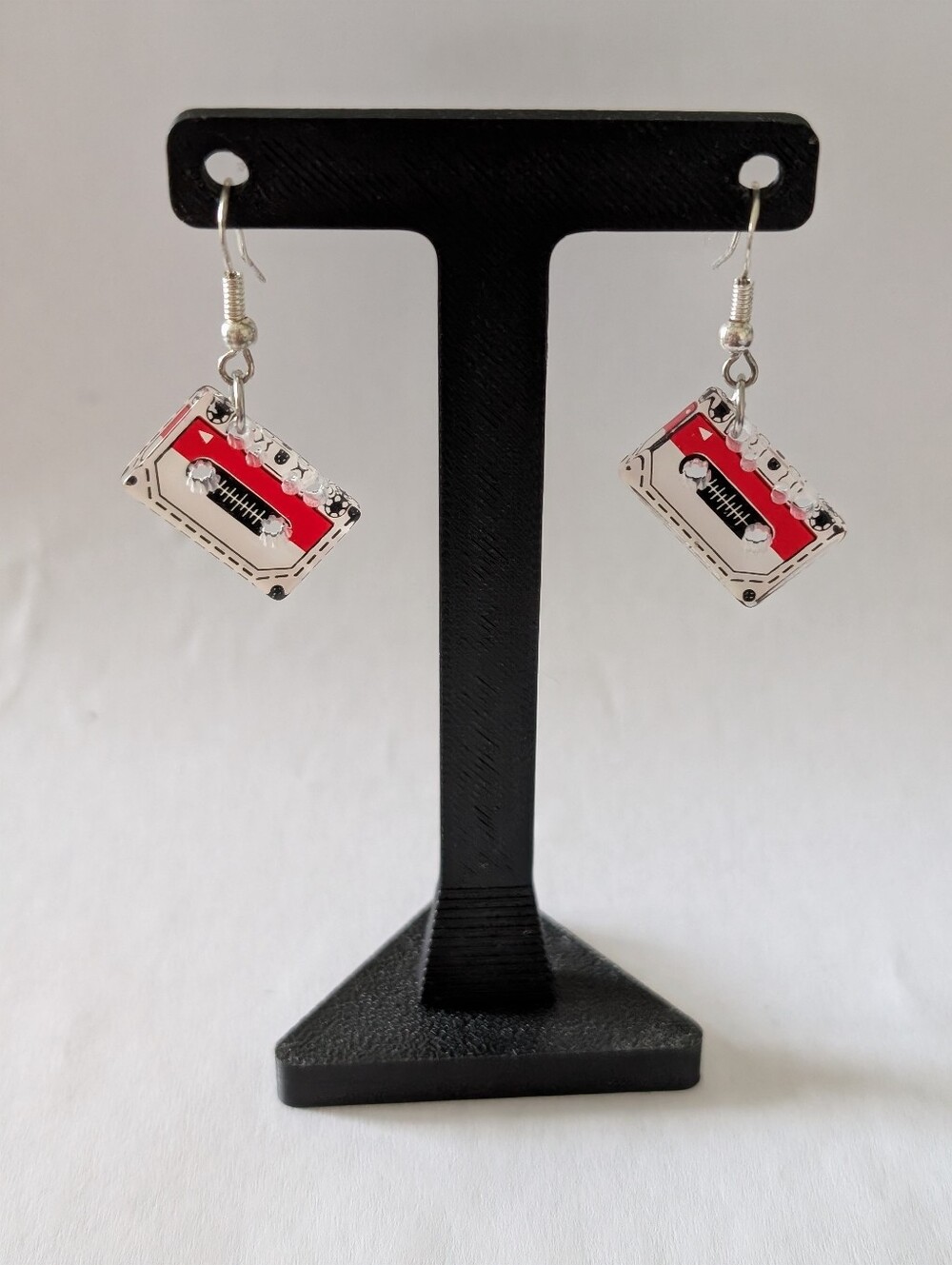 Handmade Retro Cassette Tape Earrings • 925 Sterling Silver Hooks